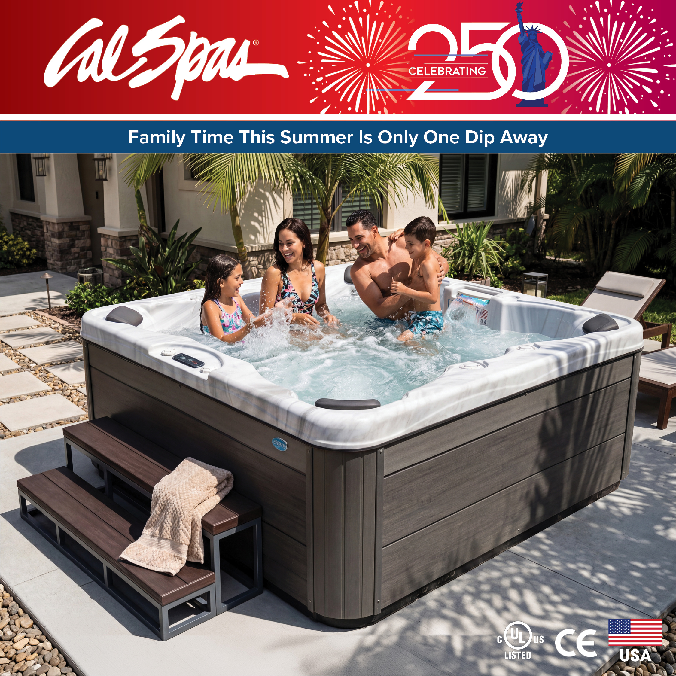Calspas hot tub being used in a family setting - Anacortes
